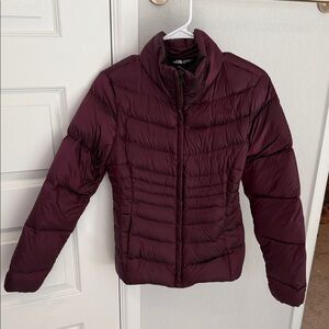 North Face Burgundy Puffer Jacket